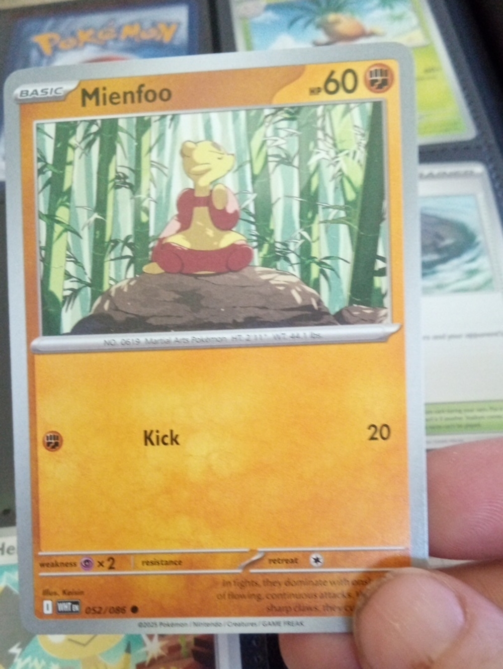 Pokemon Mienfoo Trading Card - Yellow, Orange